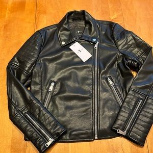 7 for all mankind faux leather moto jacket